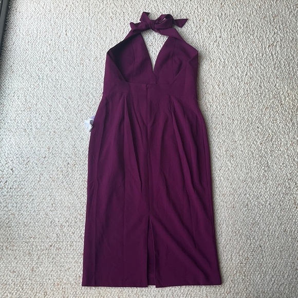 Dress the Population‎ Vanessa Plunging Halter Bodycon Midi Dress Dark Magenta S - Picture 6 of 11